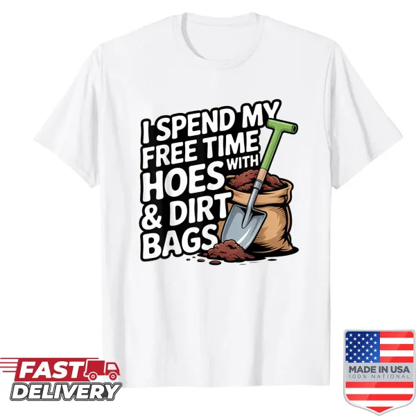 Gardening-themed shirt with playful graphic and text