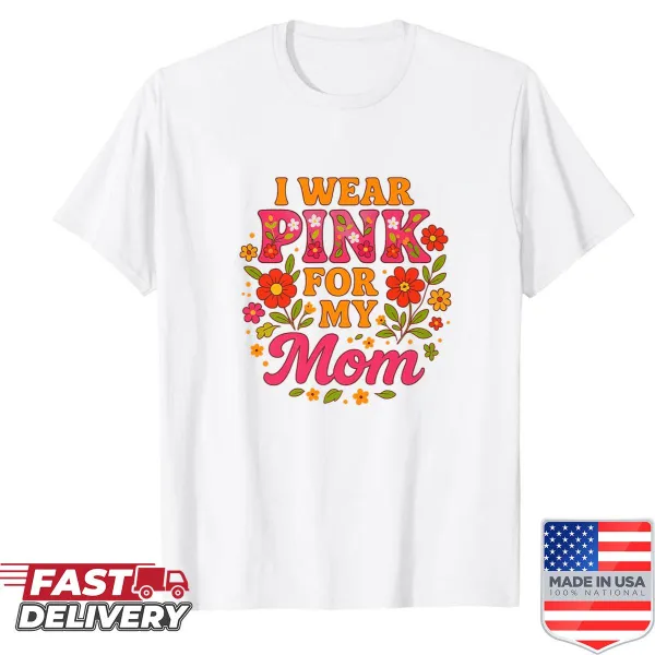 Retro t-shirt honoring breast cancer awareness with pink message