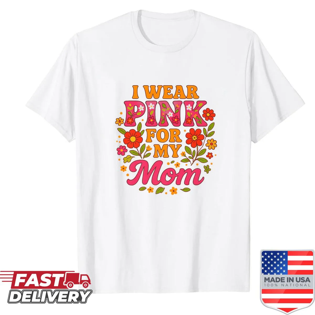 Retro t-shirt honoring breast cancer awareness with pink message