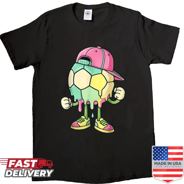 Playful soccer-themed shirt with ice cream graphic