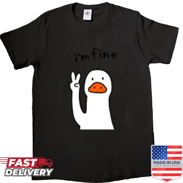 Minimalist I’m Fine phrase on a casual t-shirt