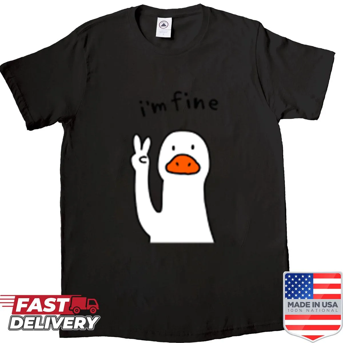 Minimalist I’m Fine phrase on a casual t-shirt