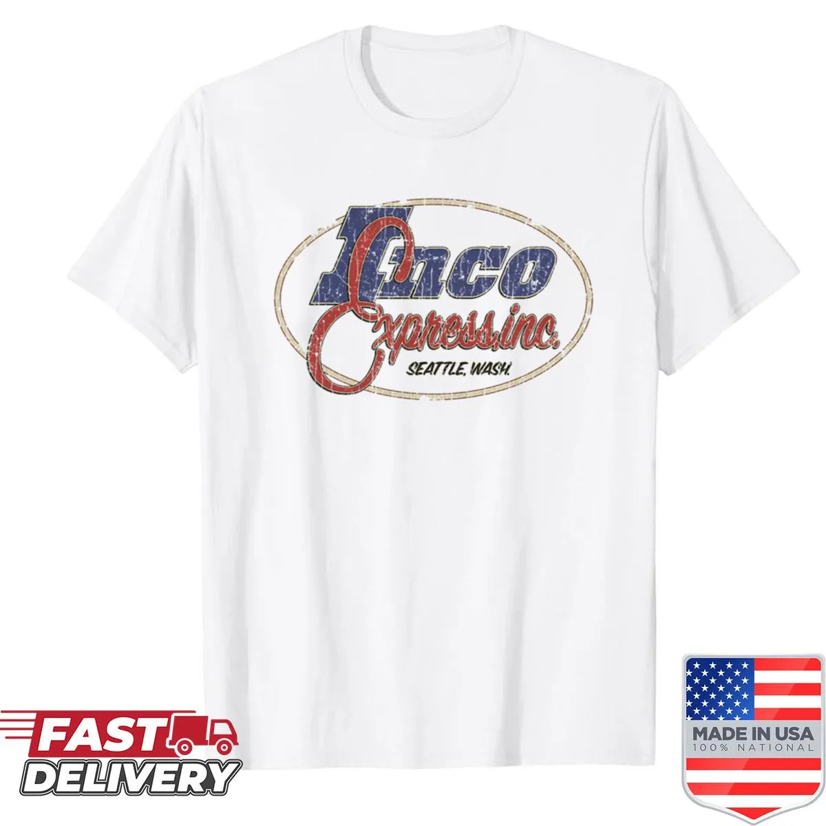 Vintage Inco Express 1958 shirt with classic logo illustration