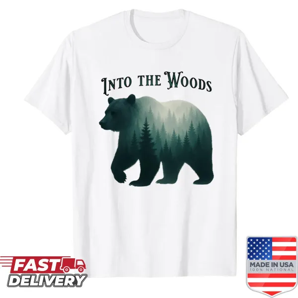 Bear silhouette against a foggy forest landscape