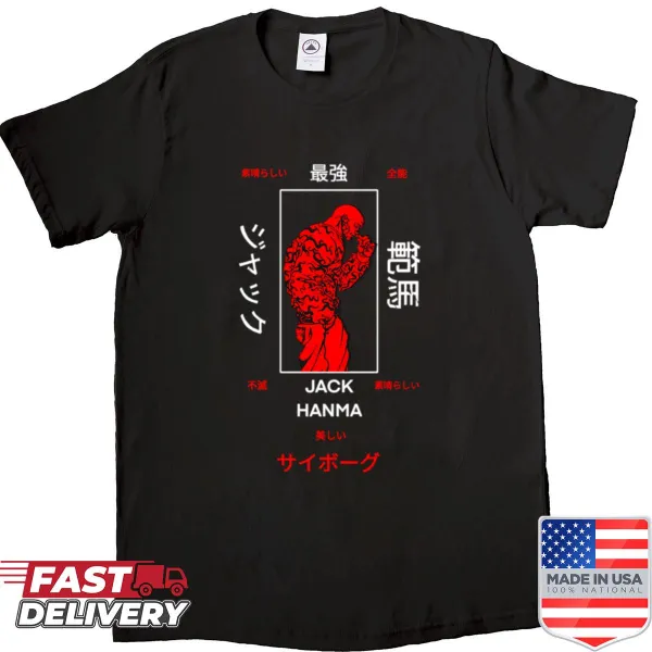 Graphic shirt featuring Jack Hanma with a bloody design