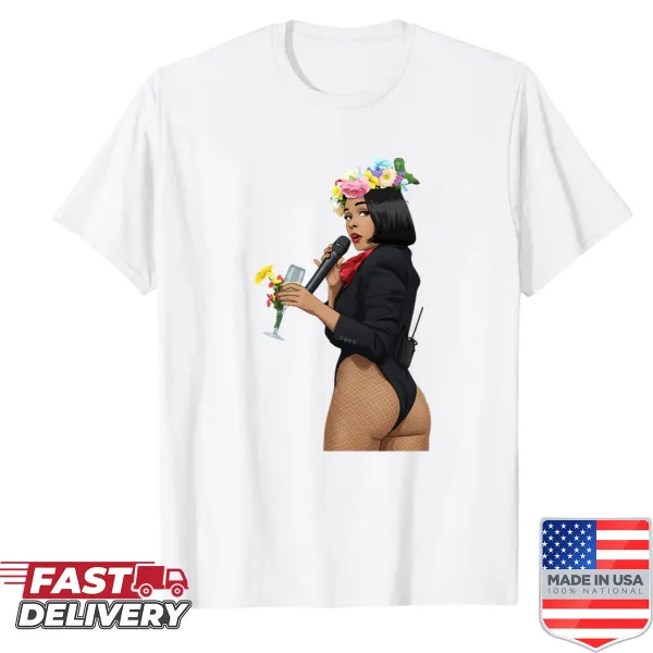 Cartoon design inspired by Janelle Monáe on a t-shirt