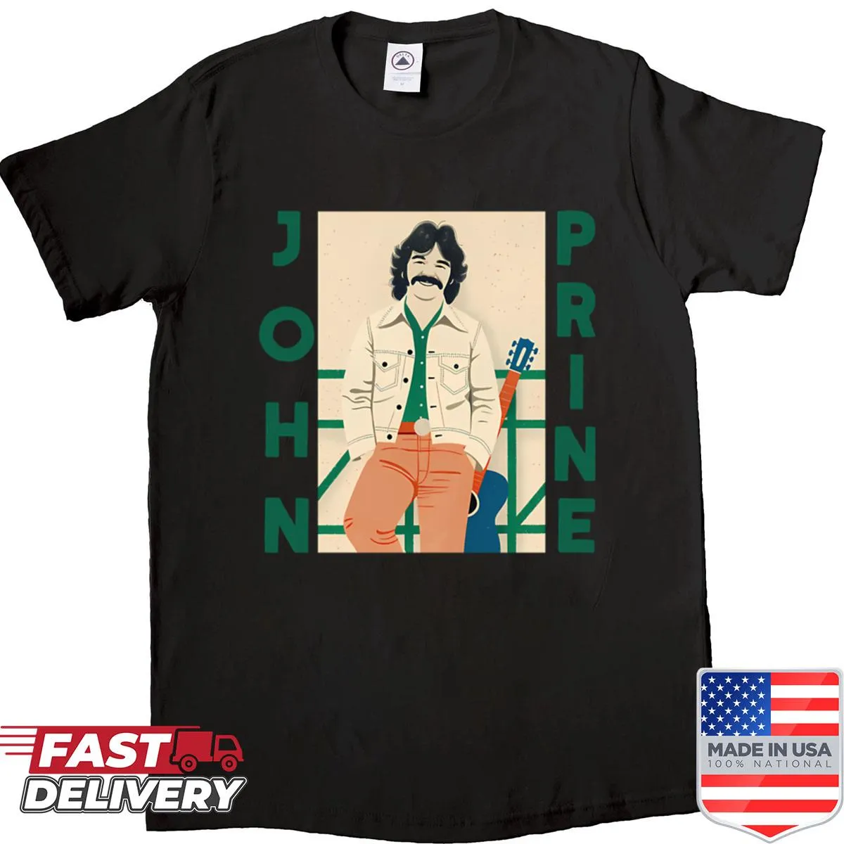 Artistic shirt featuring original fan artwork dedicated to John Prine