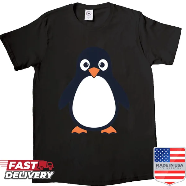 Cute penguin illustration on a casual t-shirt