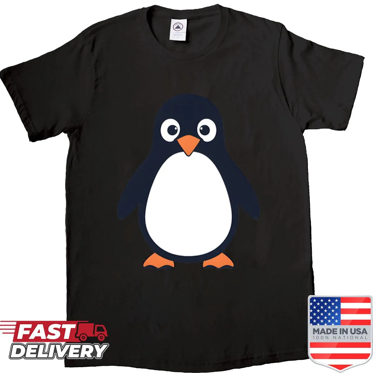 Cute penguin illustration on a casual t-shirt