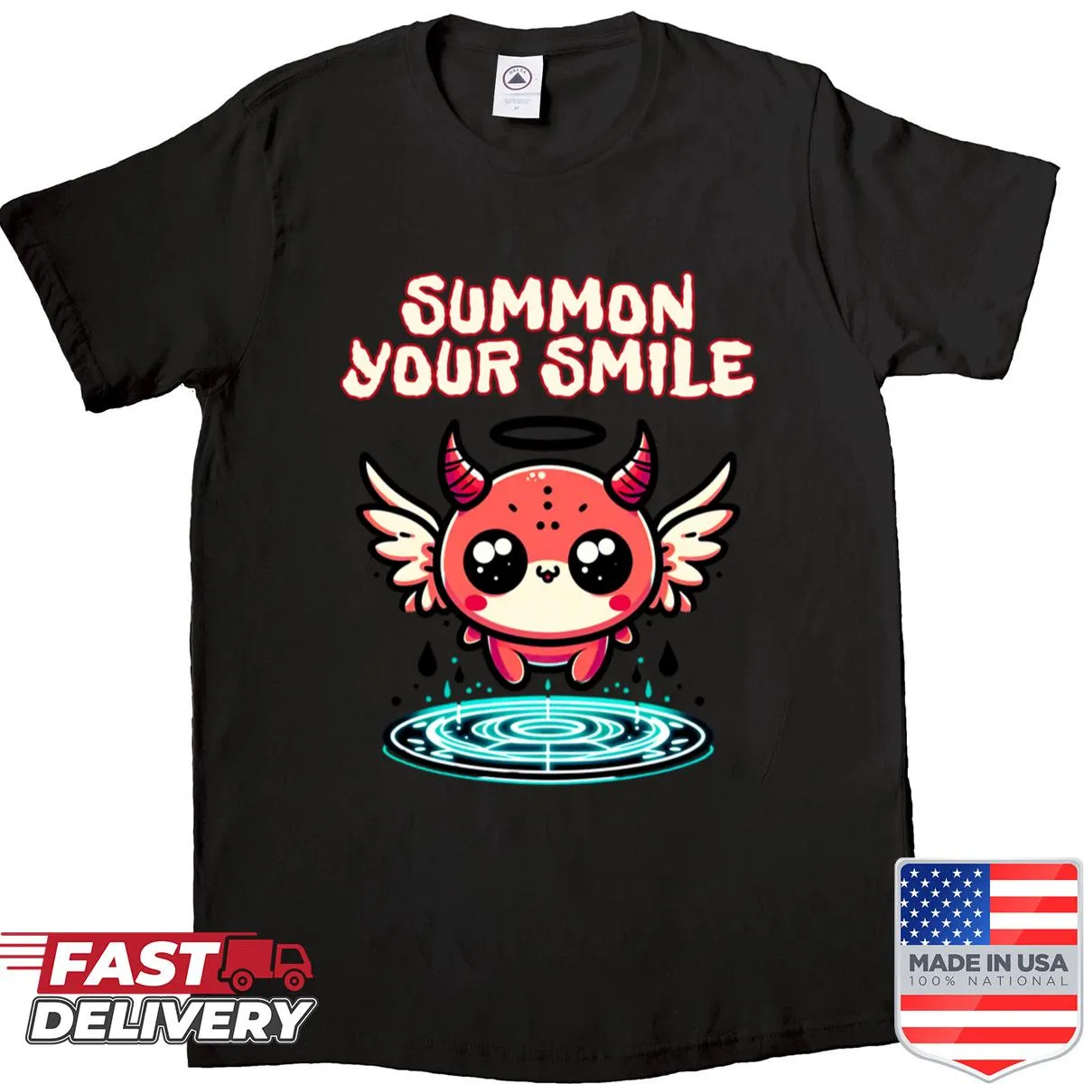 Adorable demon summoning circle shirt with cute anime art