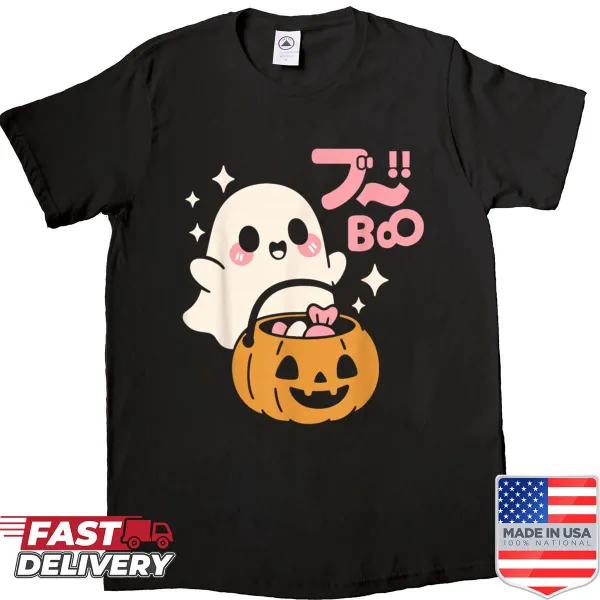 Kawaii ghost graphic shirt for Halloween