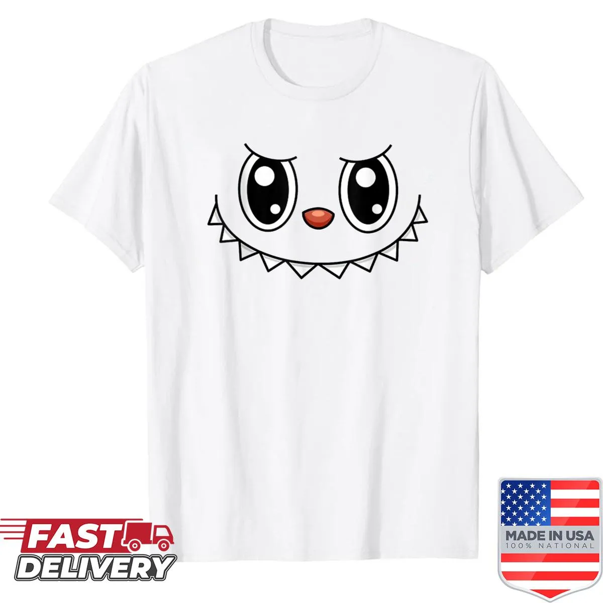 Adorable Labubuu creature illustration with happy Bubu face on shirt