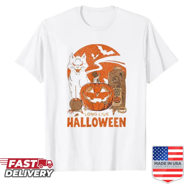 Funny Halloween design with a pumpkin and black cat for a festive vibe