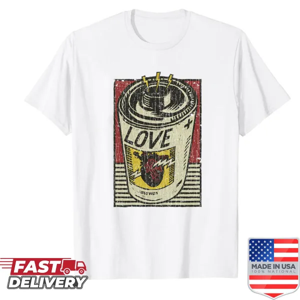 Vintage Love Battery T-shirt from 1992 with nostalgic design