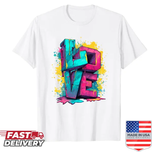 3D neon graffiti lettering design shirt