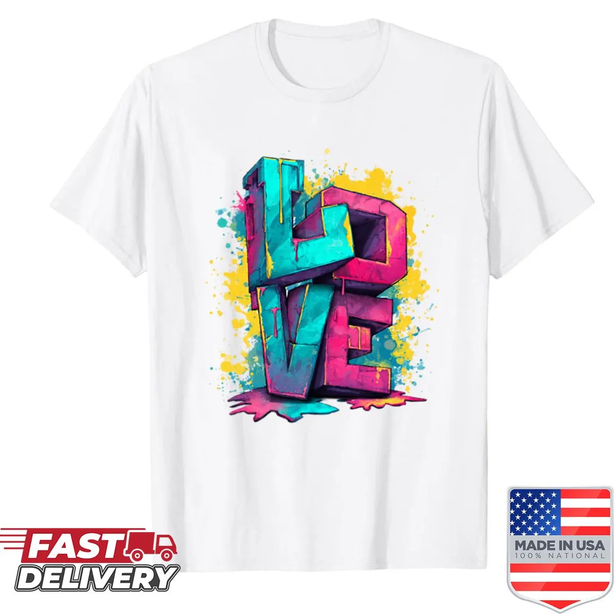 3D neon graffiti lettering design shirt