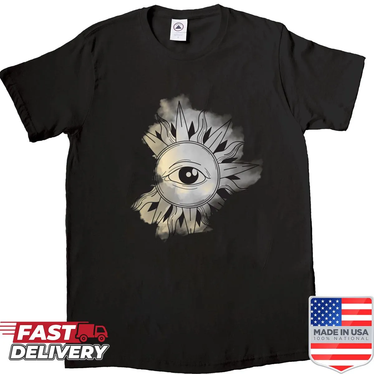 Minimalist sun eye graphic shirt