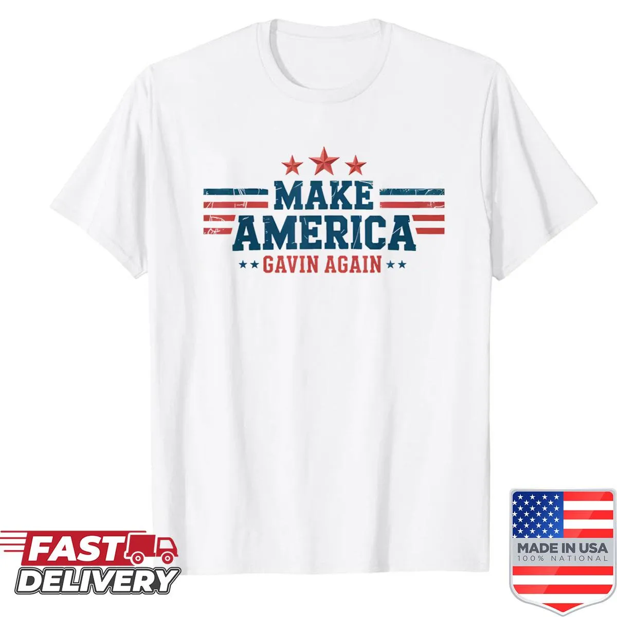 Playful political shirt with 'Make America Gavin Again' text