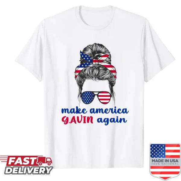 Retro-style shirt supporting Gavin Newsom with a fun graphic