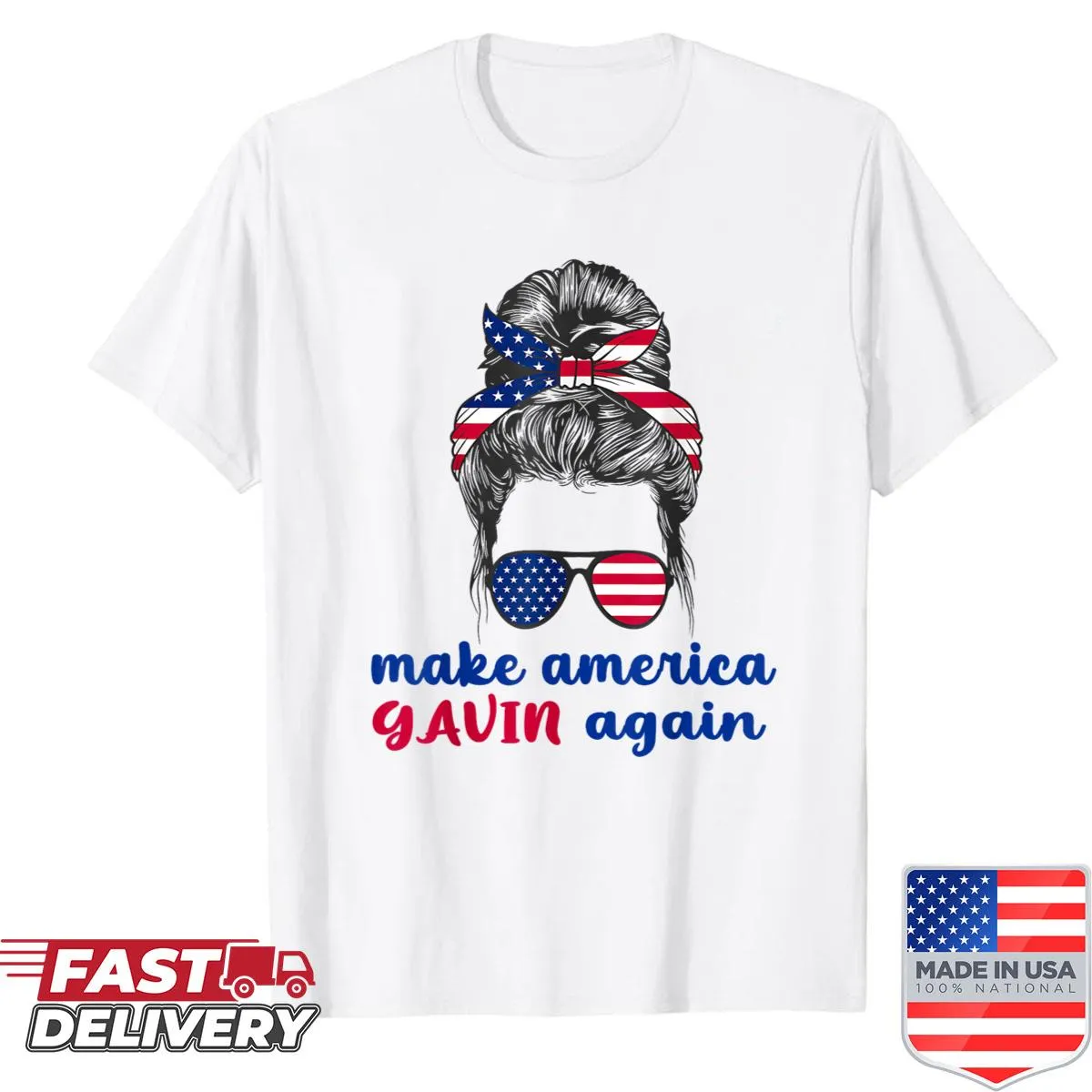 Retro-style shirt supporting Gavin Newsom with a fun graphic