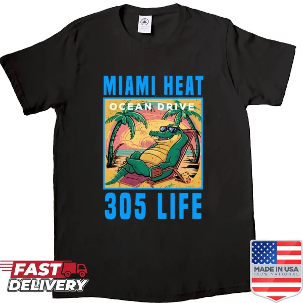 Retro Miami Heat graphic T-shirt with South Beach vibes