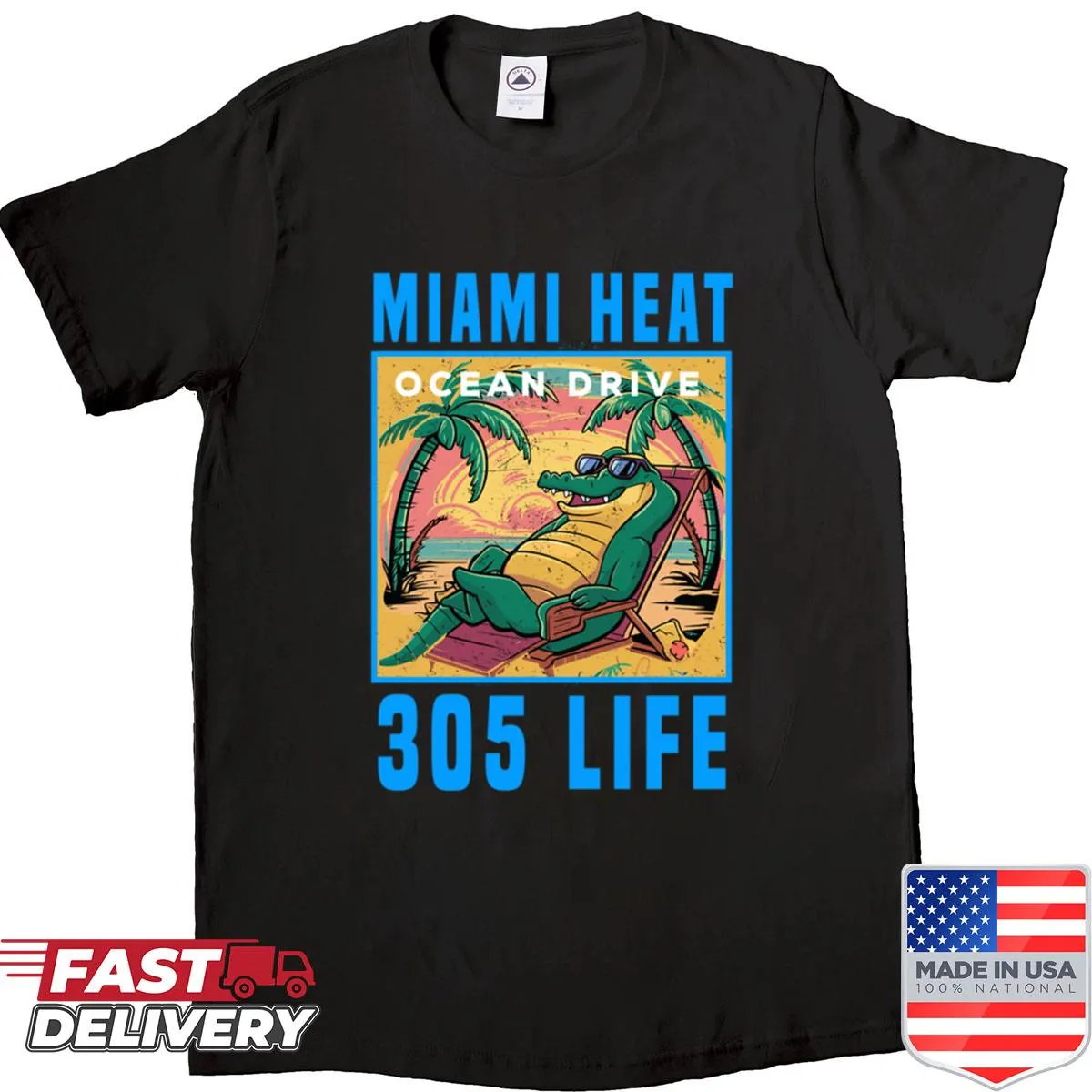 Retro Miami Heat graphic T-shirt with South Beach vibes