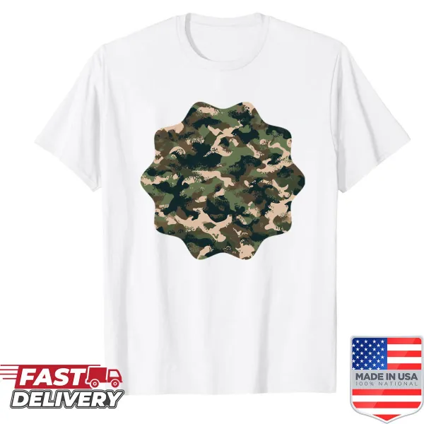 Vintage-style military camo shirt with a distressed finish in green
