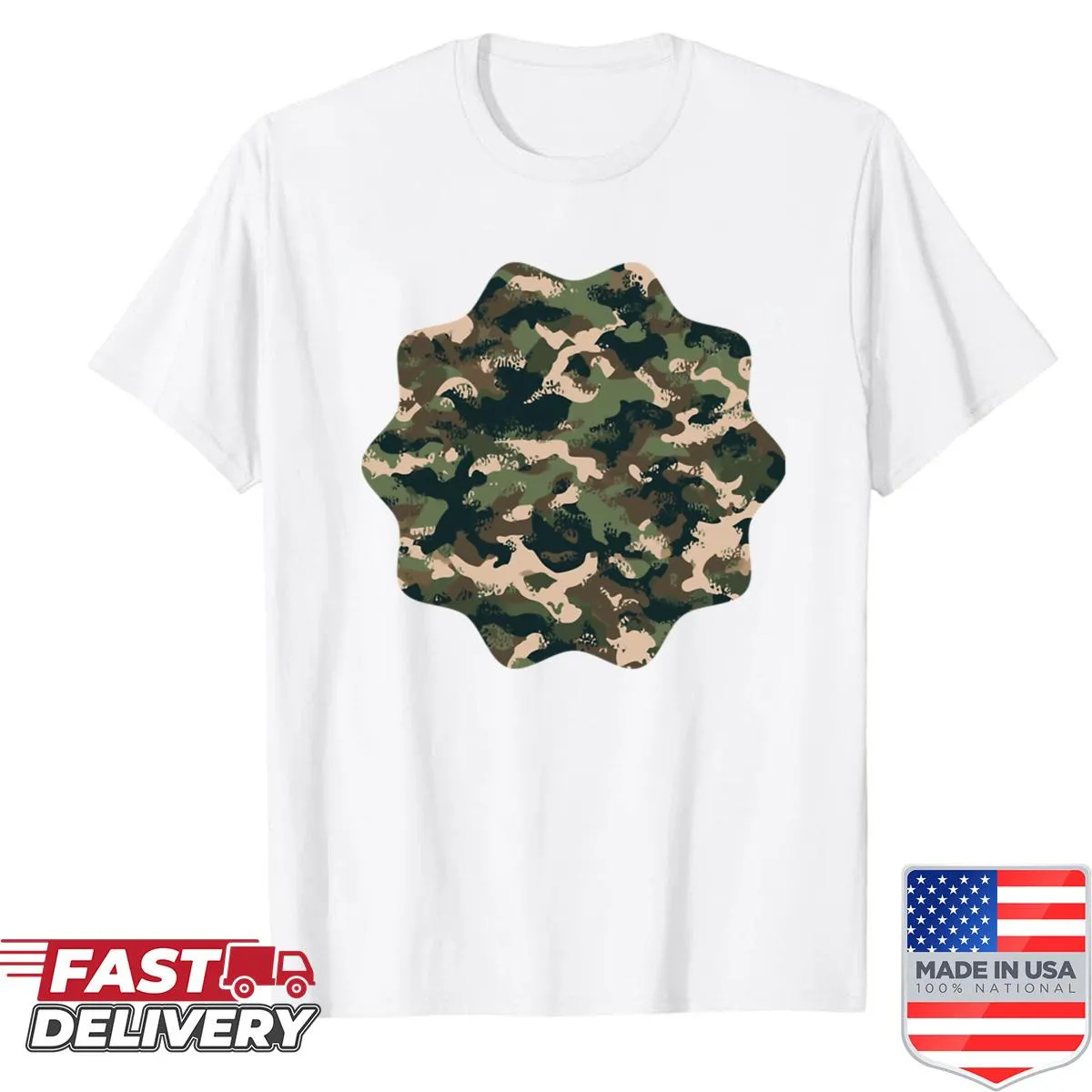Vintage-style military camo shirt with a distressed finish in green