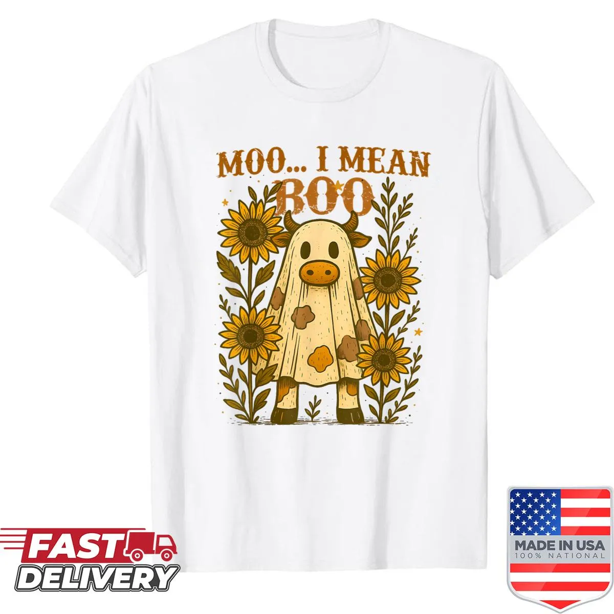 Funny cow ghost Halloween shirt with humorous pun