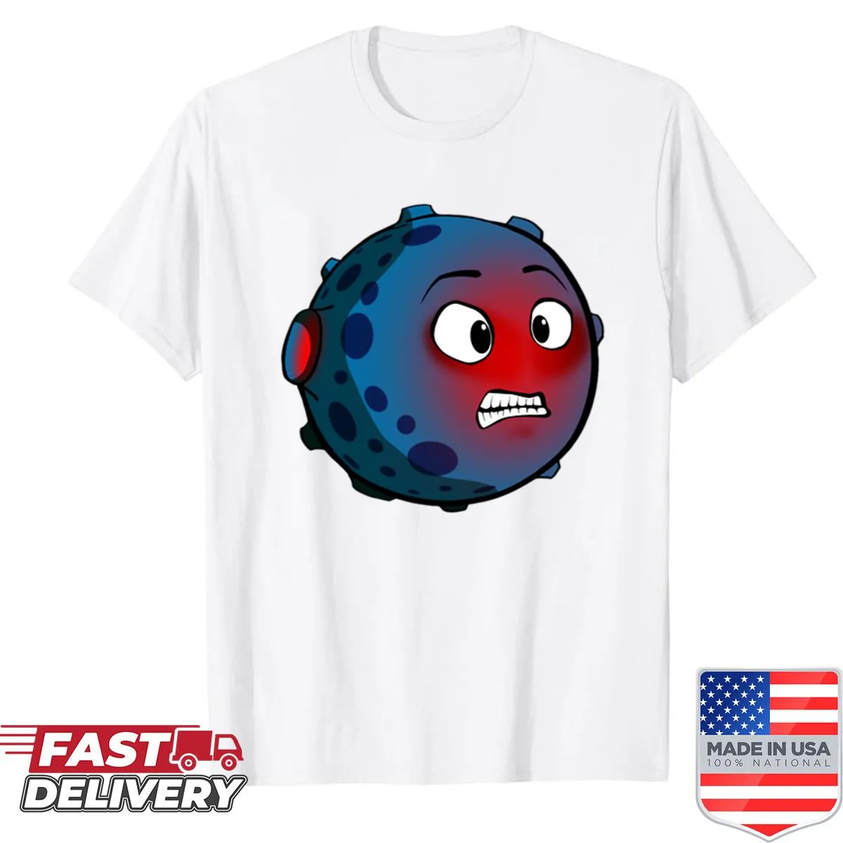 Whimsical Moon Army shirt with space-themed graphics