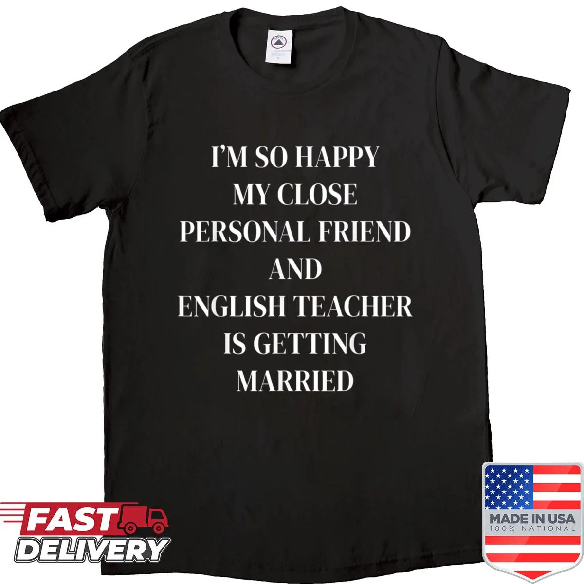 Whimsical shirt celebrating an English teacher's wedding