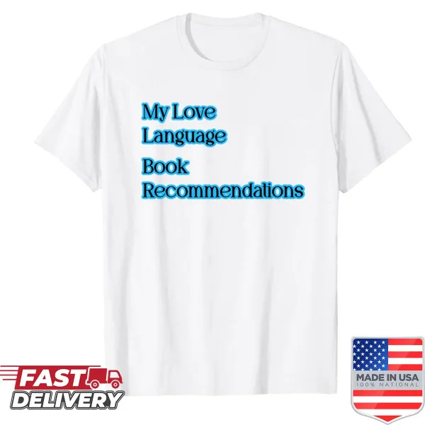 Book recommendations printed on shirt, celebrating love for reading