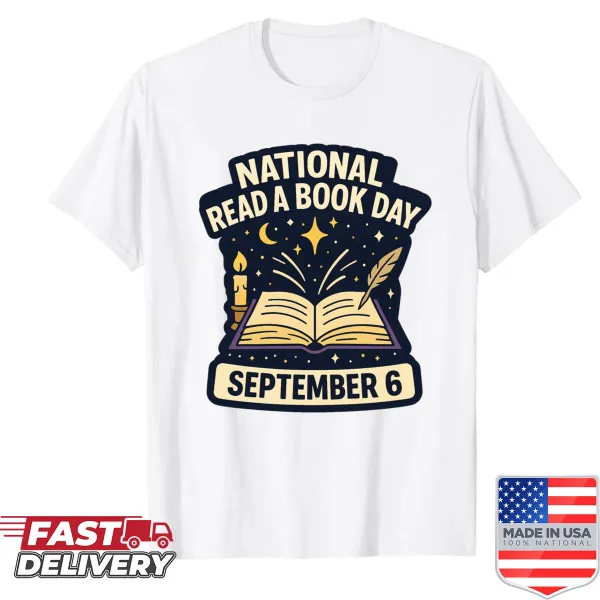 Magical open book illustration t-shirt for National Read A Book Day