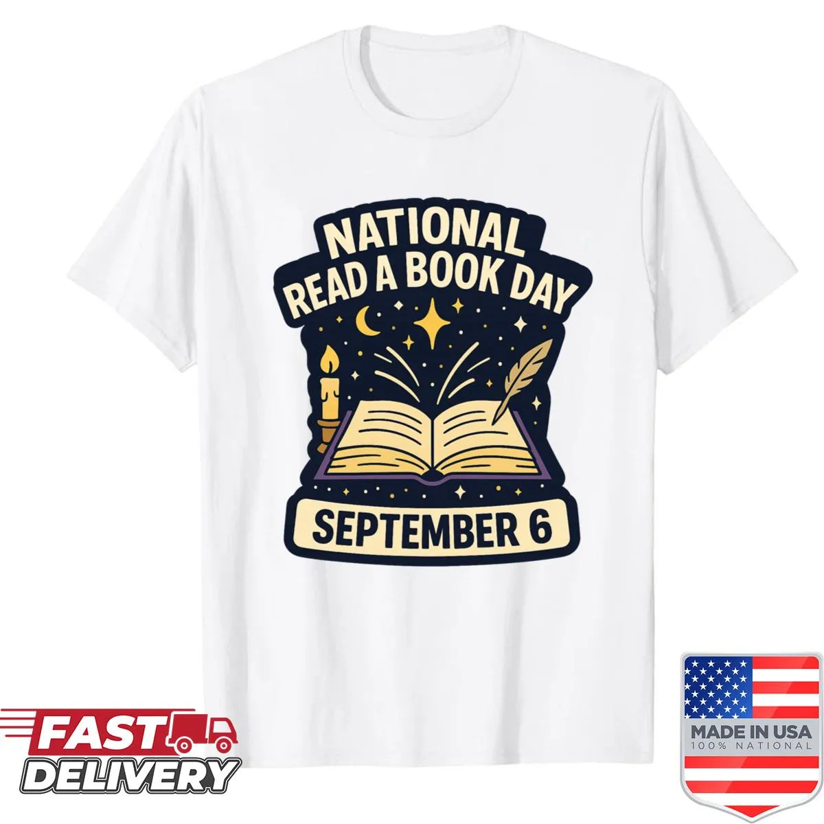 Magical open book illustration t-shirt for National Read A Book Day
