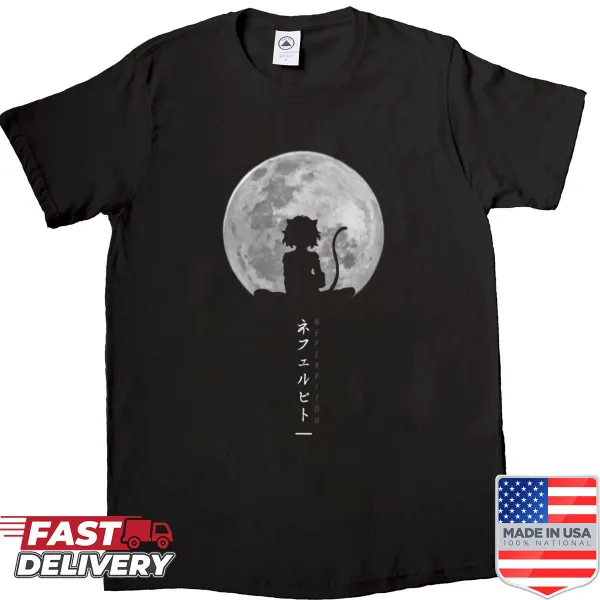 Illustration of Neferpitou with a moon design on a shirt