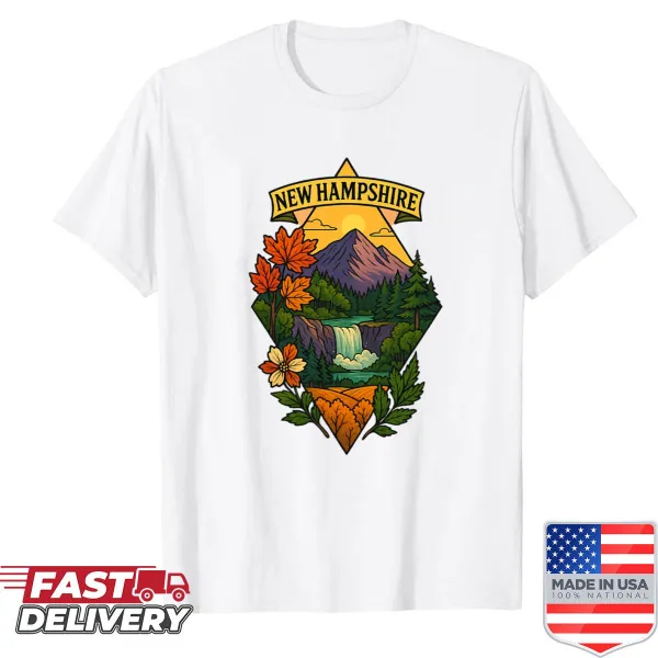 Artistic mountain landscape shirt inspired by New Hampshire