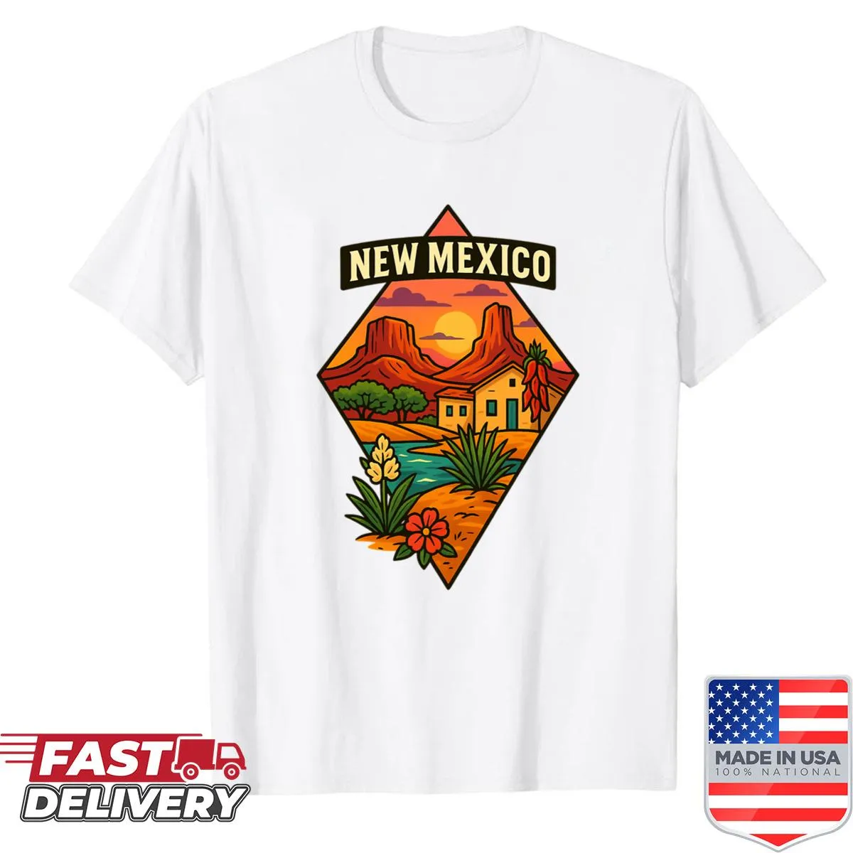 Artistic New Mexico desert and adobe design shirt