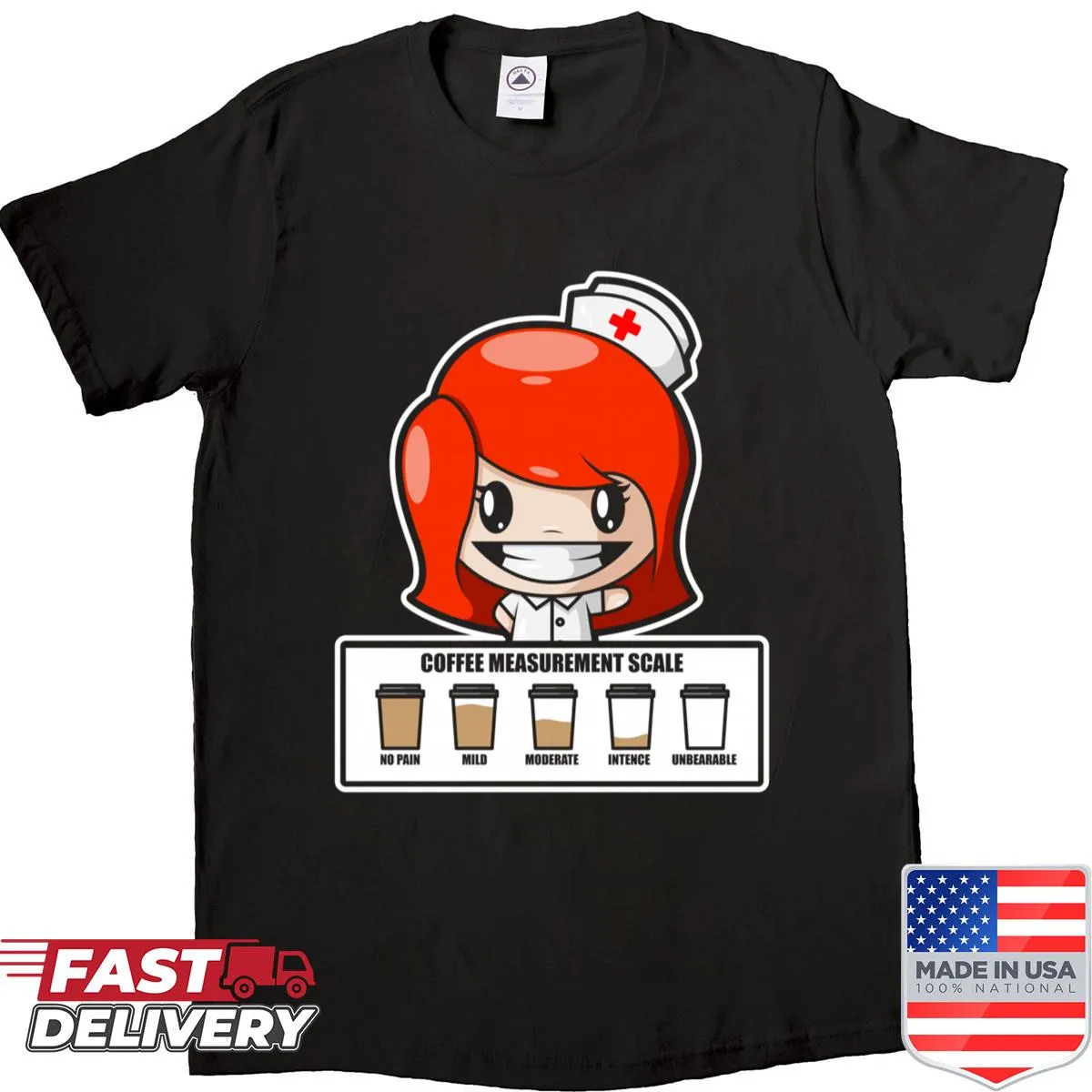 Kawaii graphic shirt for nurses about coffee before and after