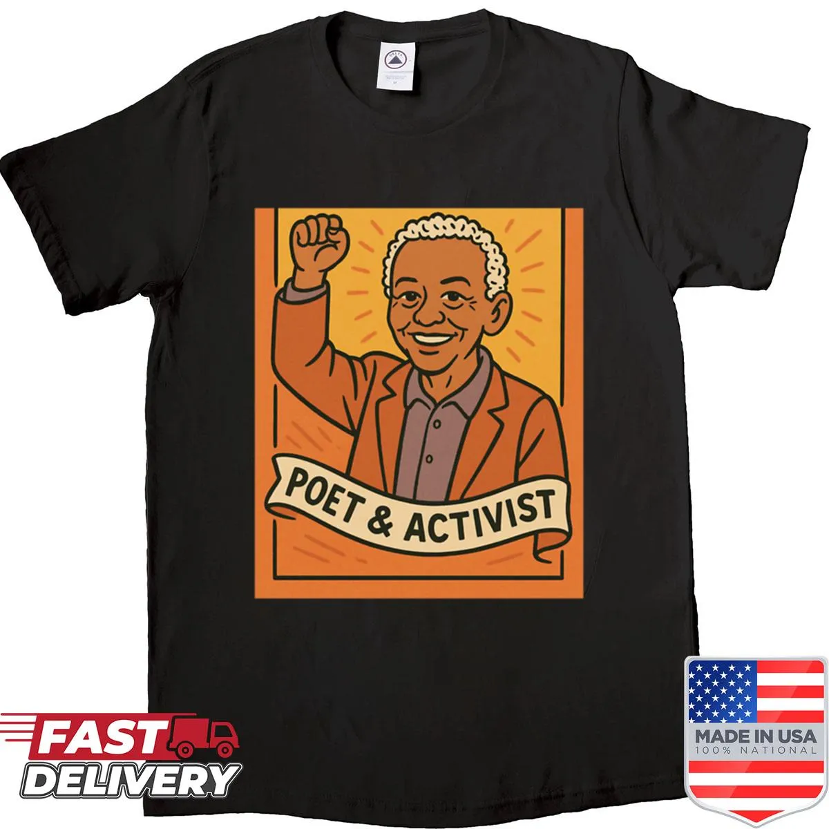 Shirt celebrating poet and activist Nikki Giovanni