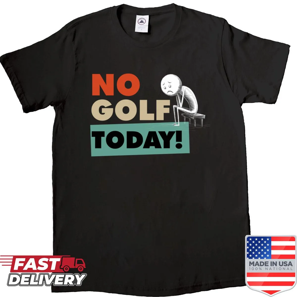 Funny cartoon stickman golfer shirt with humorous quote