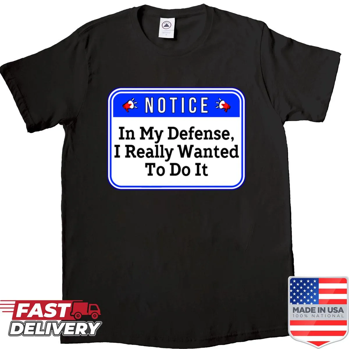 Funny T-shirt with a sarcastic warning sign graphic