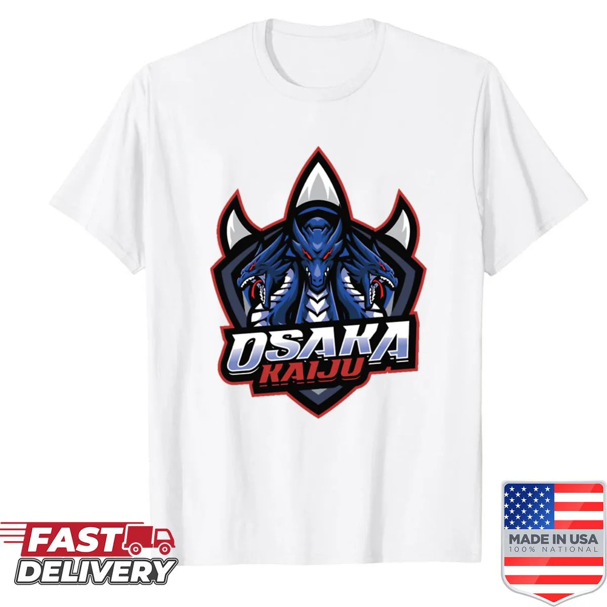 Graphic t-shirt featuring a powerful kaiju design inspired by Japanese folklore.