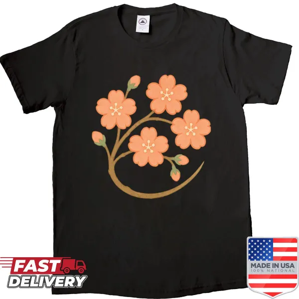 Shirt featuring a delicate illustration of painted sakura blossoms