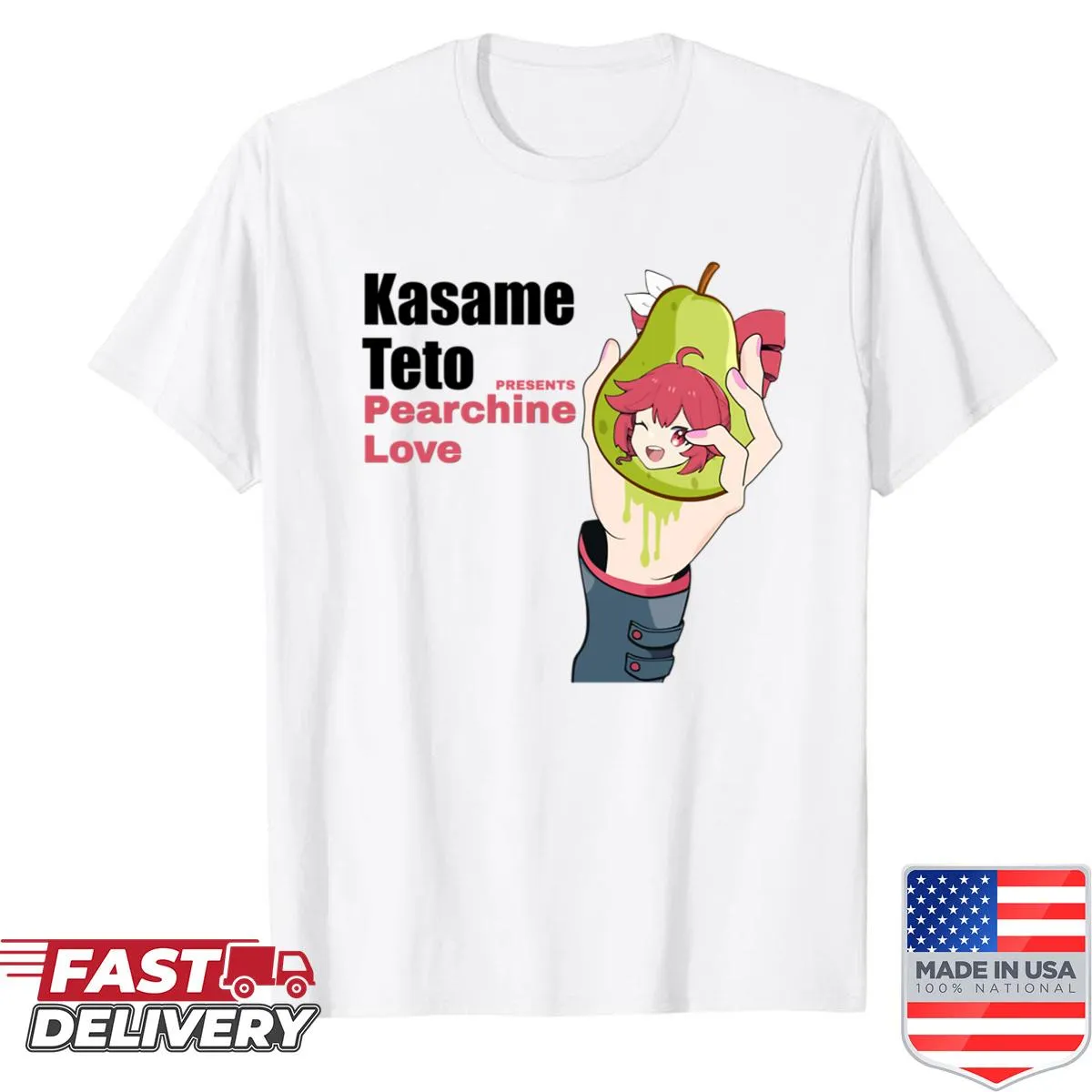 Minimalist parody shirt featuring Kasane Teto design