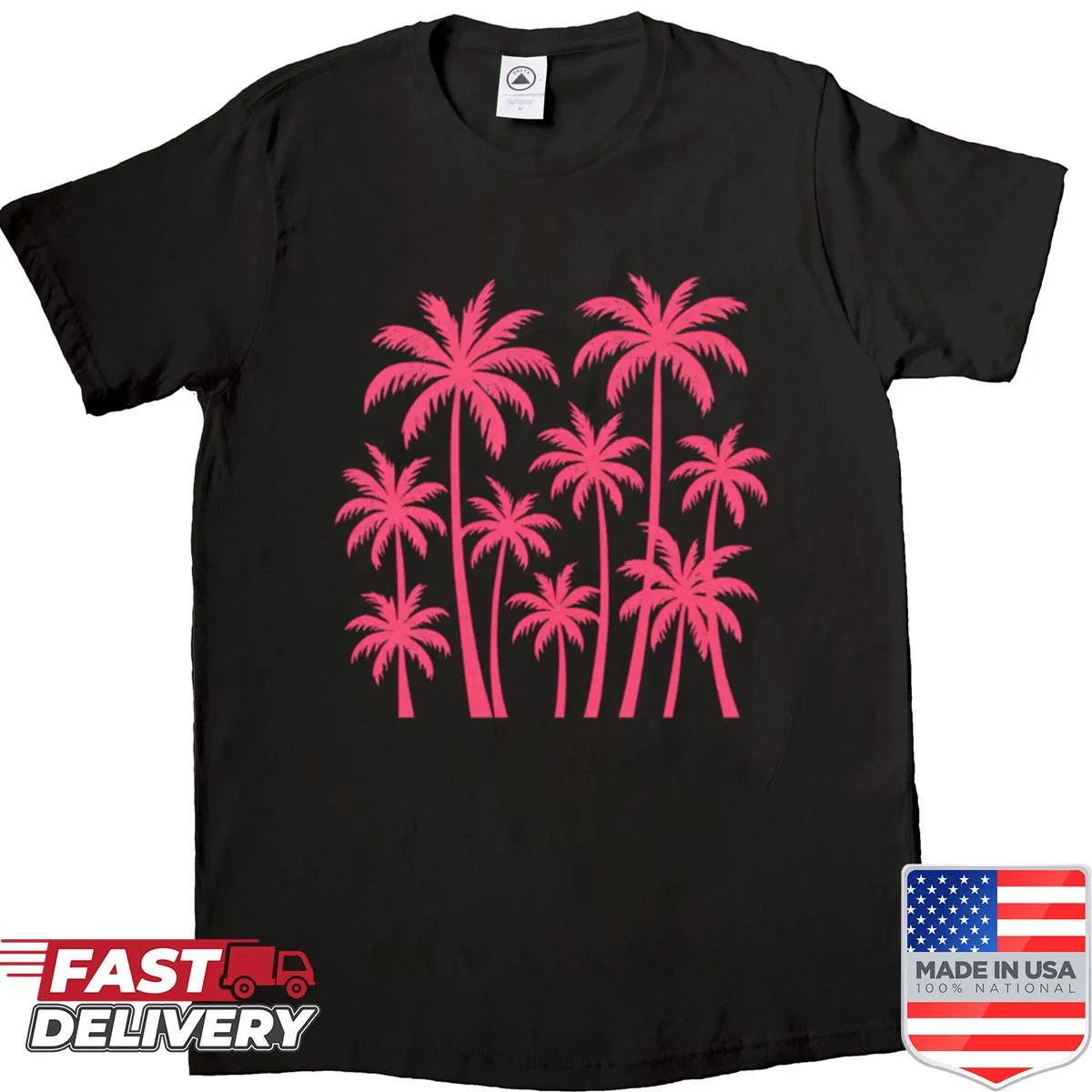 Shirt with an aesthetic design of pink palm trees
