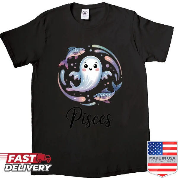 Whimsical ghost illustration representing Pisces zodiac sign