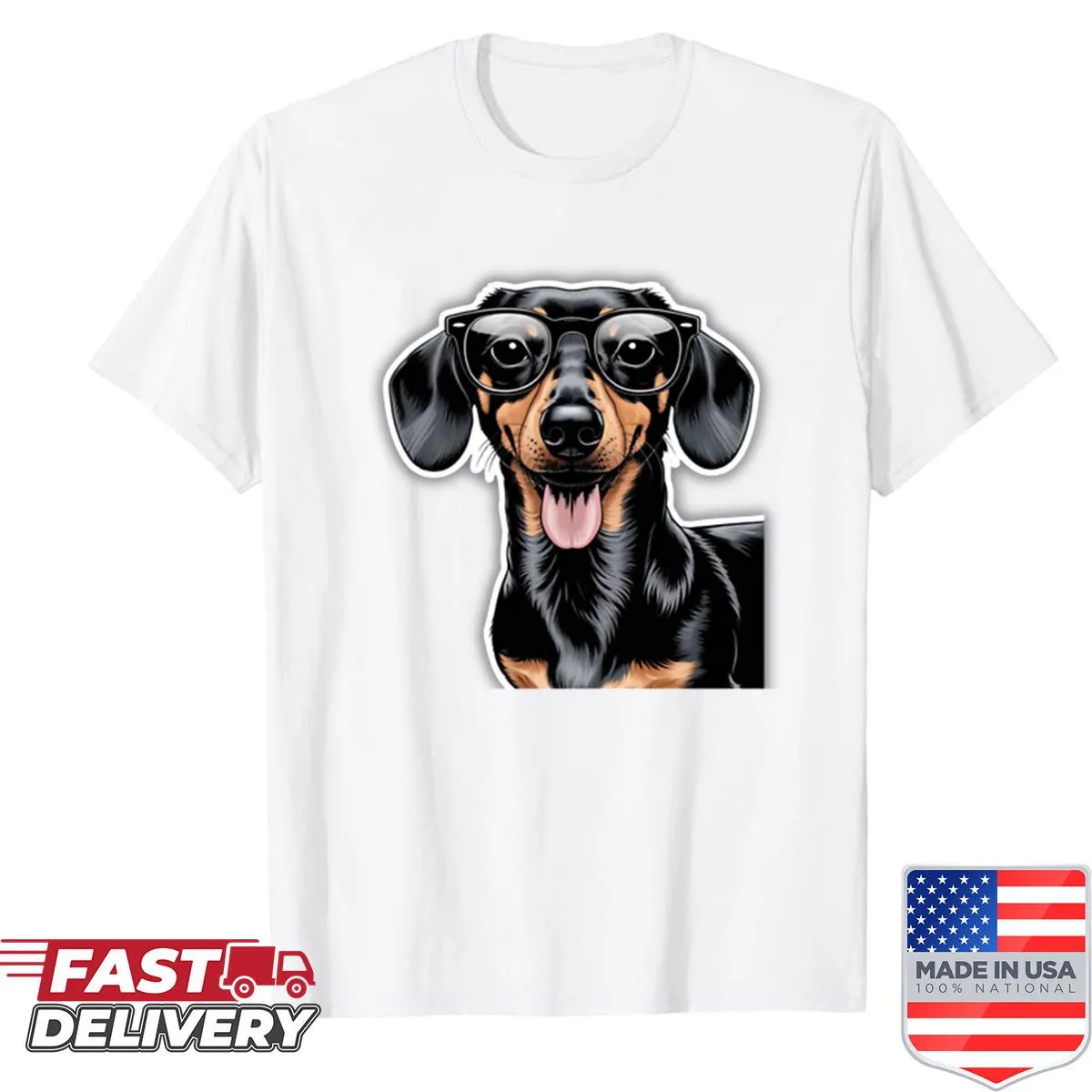 Cute illustration of a baby dachshund on a T-shirt