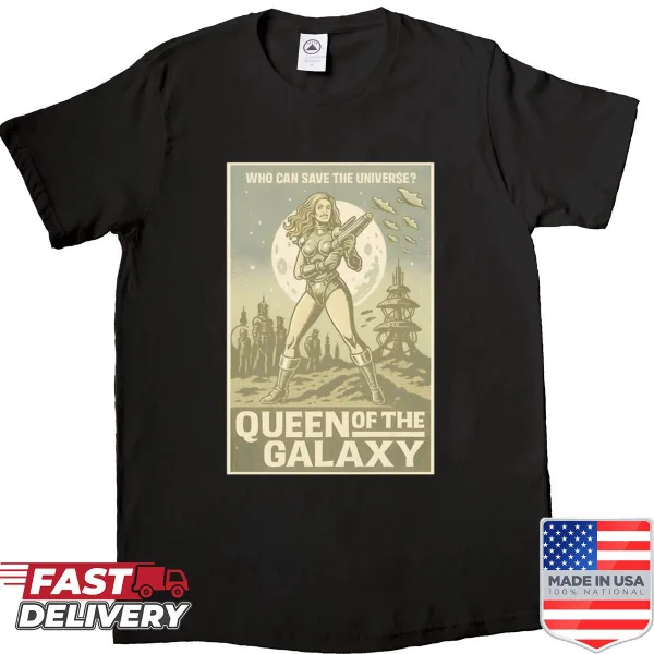 Retro sci-fi shirt featuring a female space heroine.