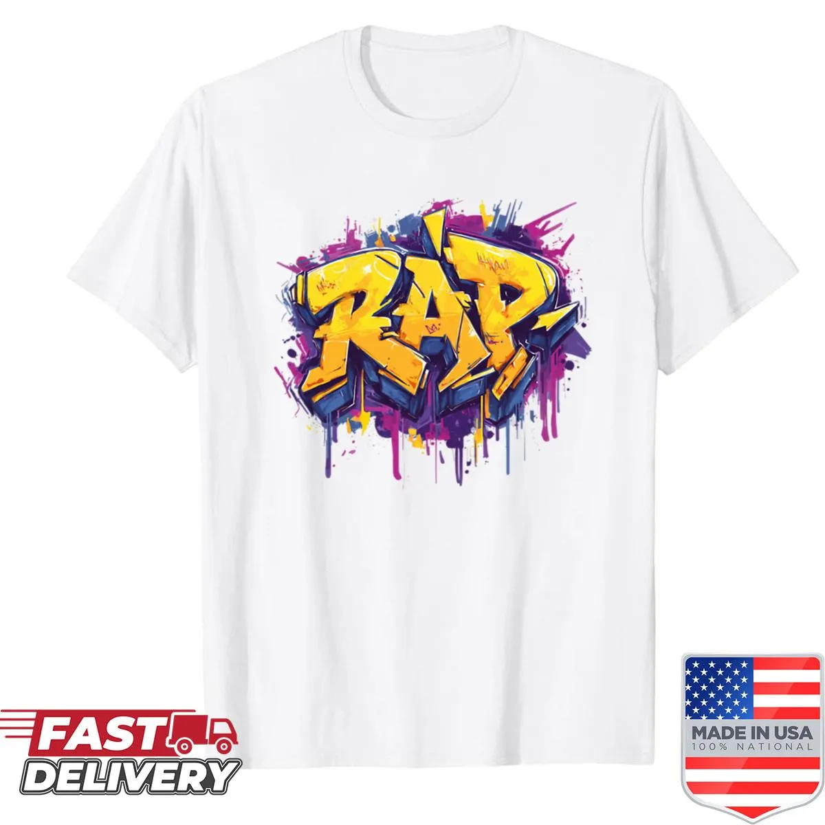 Wildstyle graffiti shirt with neon splash drips