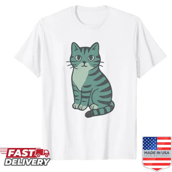 Retro T-shirt featuring a whimsical cat design